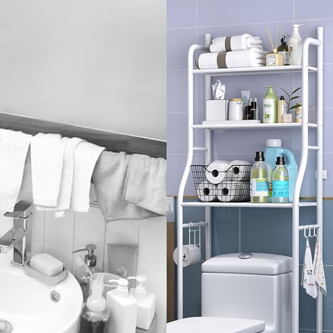3-Tier Toilet Storage Rack – Over-Toilet Organizer & Space-Saving Bathroom Shelf UAE