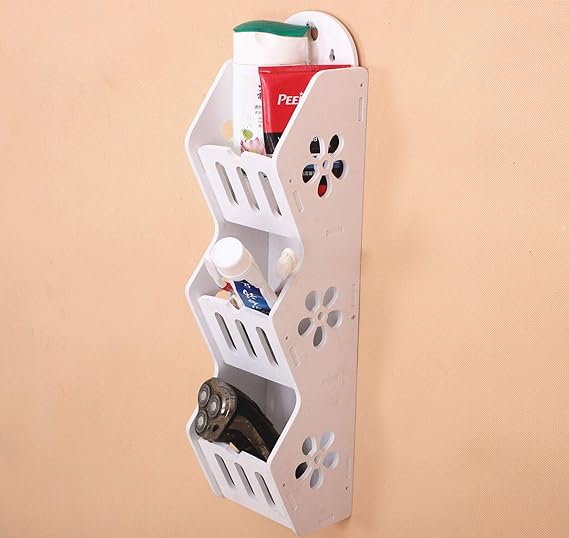 3-Tier Wall-Mounted Storage Rack – Waterproof PVC Bathroom Organizer Shelf